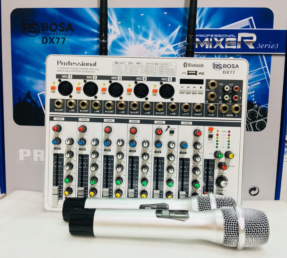 Hát Karaoke Cực Hay với Mixer BOSA DX-77 Siêu nhỏ gọn, Tích hợp mico không dây Cao Cấp giá rẻ tại Minh Anh AUDIO